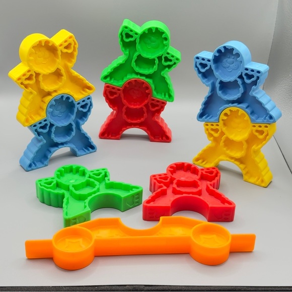 1990 Playskool LinkaBears Lot – 8 Bears + 1 Bridge – Made in USA - Picture 1 of 8